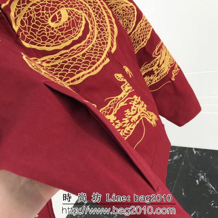 SUPREME 18FW秋冬新款 刺繡中國龍 男款夾棉夾克 紅色 ydi1290